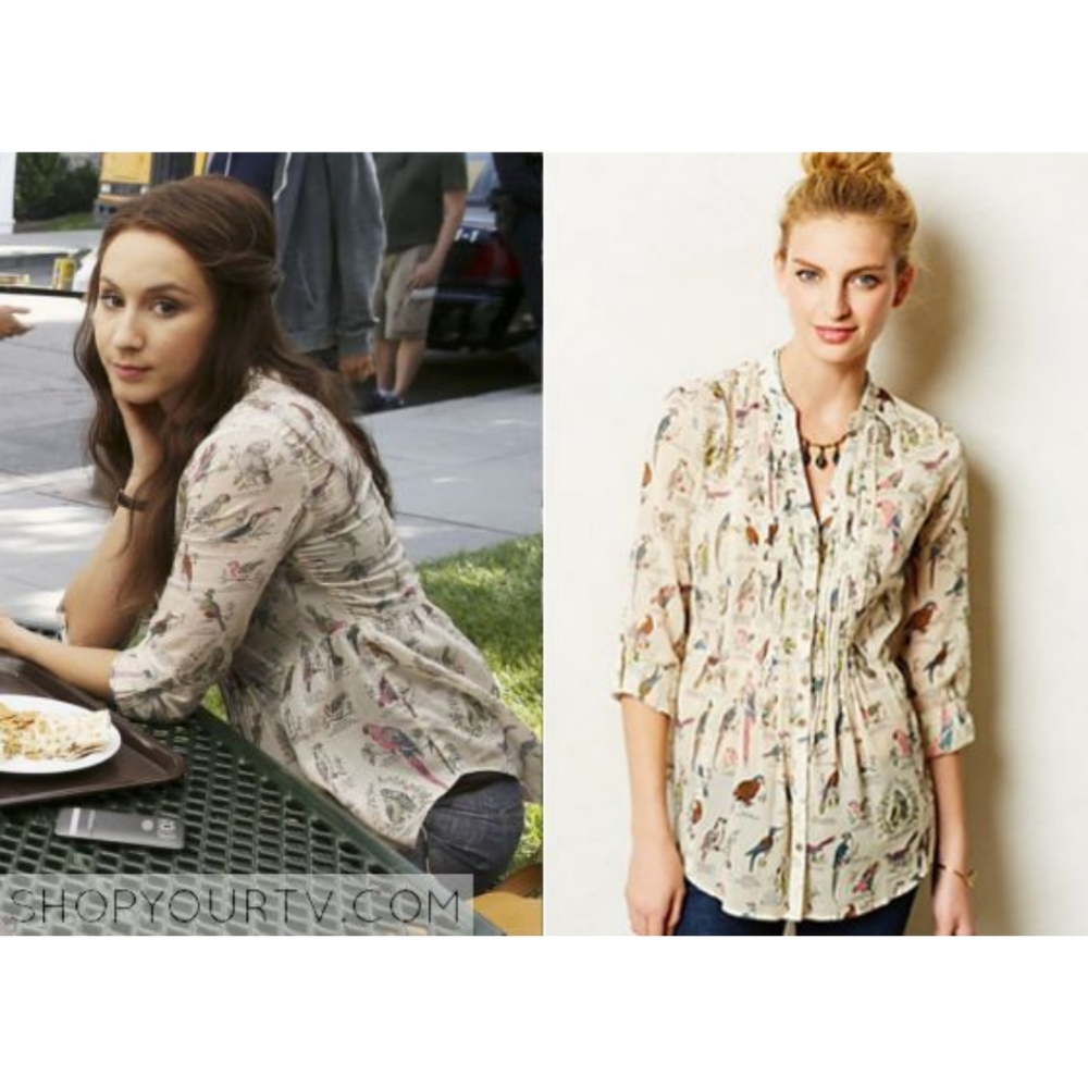 Maeve Cream Printed Poet Blouse